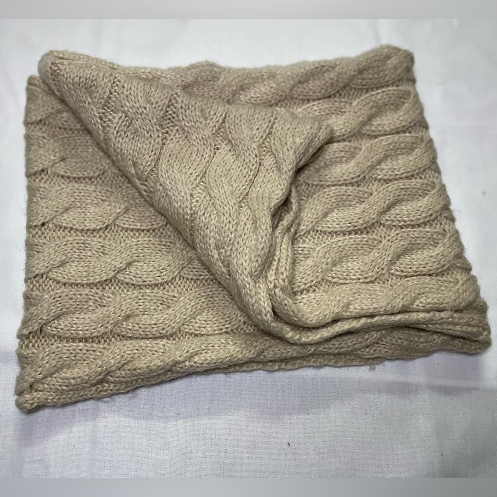 No Brand Gold Taupe Thick Knitted Scarf Pattern, Infinity Scarf Style Size: OS